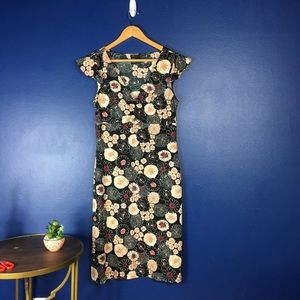 BCBG Maxazria V Neck Floral Dress